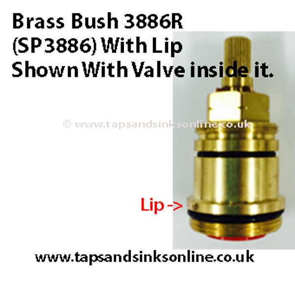 3886R Brass Bush with Lip shown with Valve inside it
