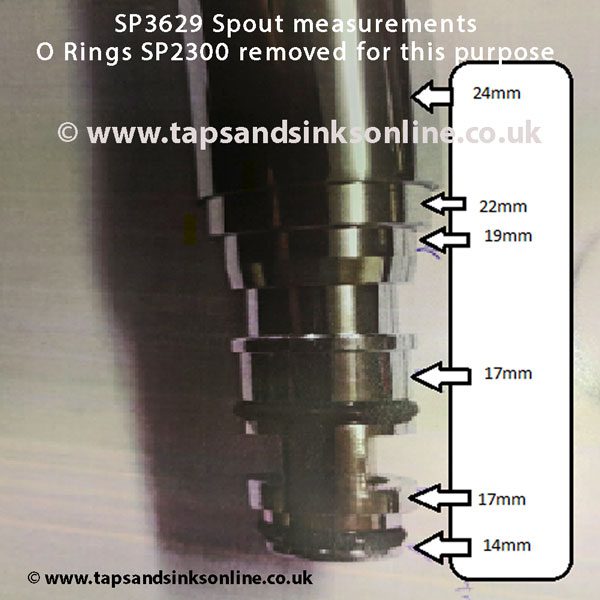 sp3629 spout measurements o rings removed