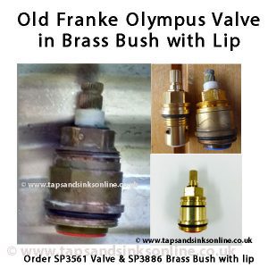 old Franke old Olympus Tap Valve and Brass Bush with lip 3886R