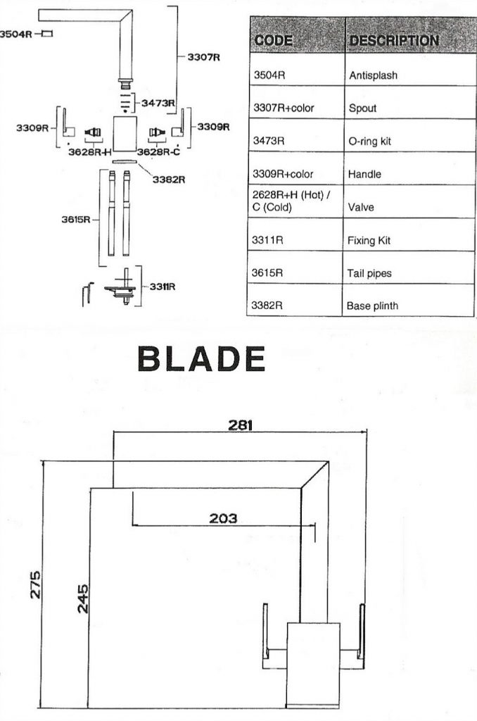 San Marco Blade Kitchen Tap Spec