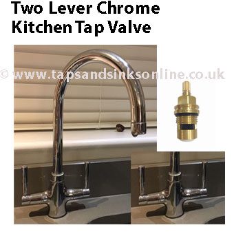 two lever chrome kitchen tap valve 1