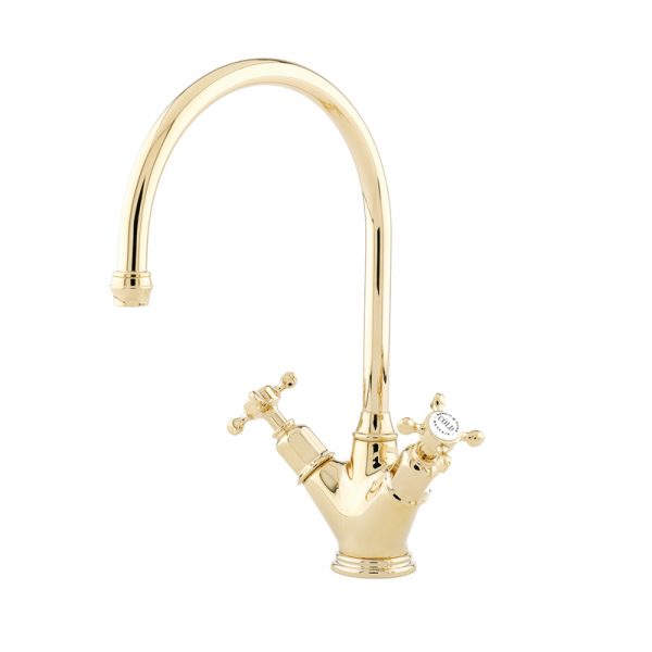 4385 perrin rowe minoan monobloc mixer tap with crosshead handles select the required finish gold 2107 p