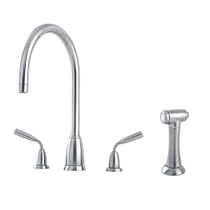 4876 Titan 3 Hole Tap with C Spout and Rinse Tap Valve