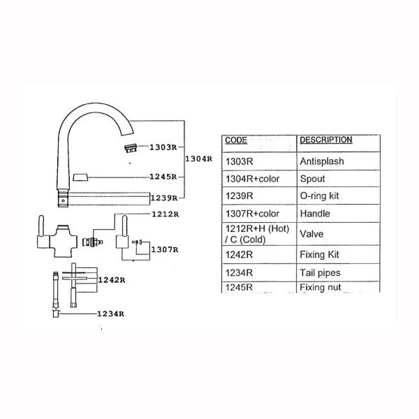 Caple Washington Tap Parts List