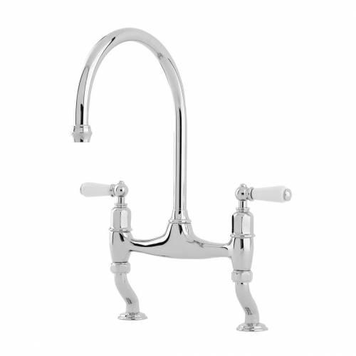 Ionian Two Hole Sink Mixer with Porcelain Lever Handles 4193