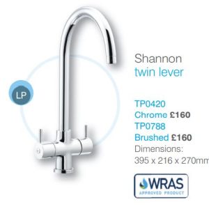 Astracast Shannon Twin Lever Tap TP0788 Brushed