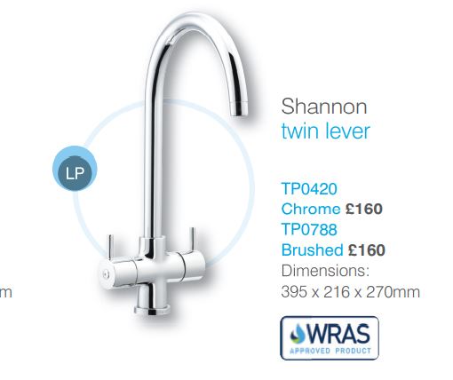 Astracast Shannon Twin Lever Tap TP0788 Brushed